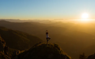 Yoga on mountain top