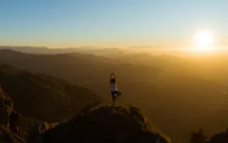 Yoga on mountain top
